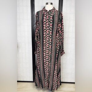 Boden Floral Black and Pink Maxi Dress.